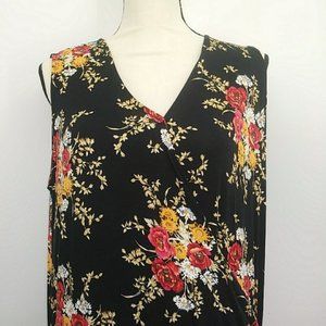 Laurie Felt Black Floral Jumpsuit Size M